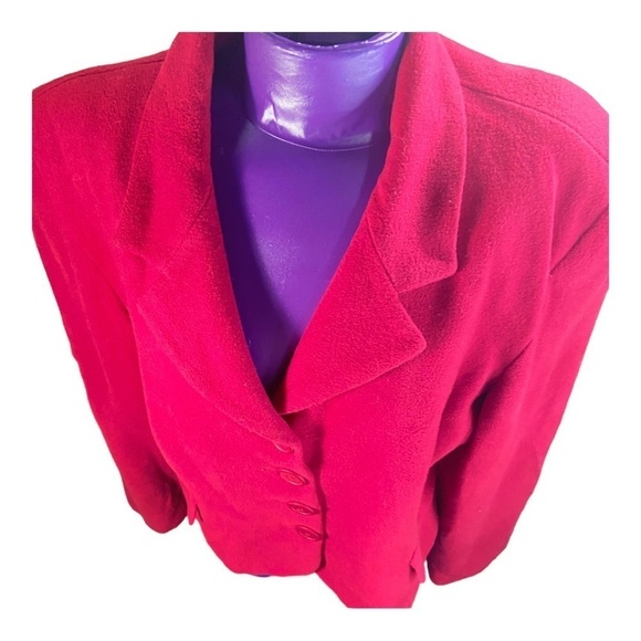 Finity vintage red wool cashmere button up cropped blazer 10 - Picture 3 of 10